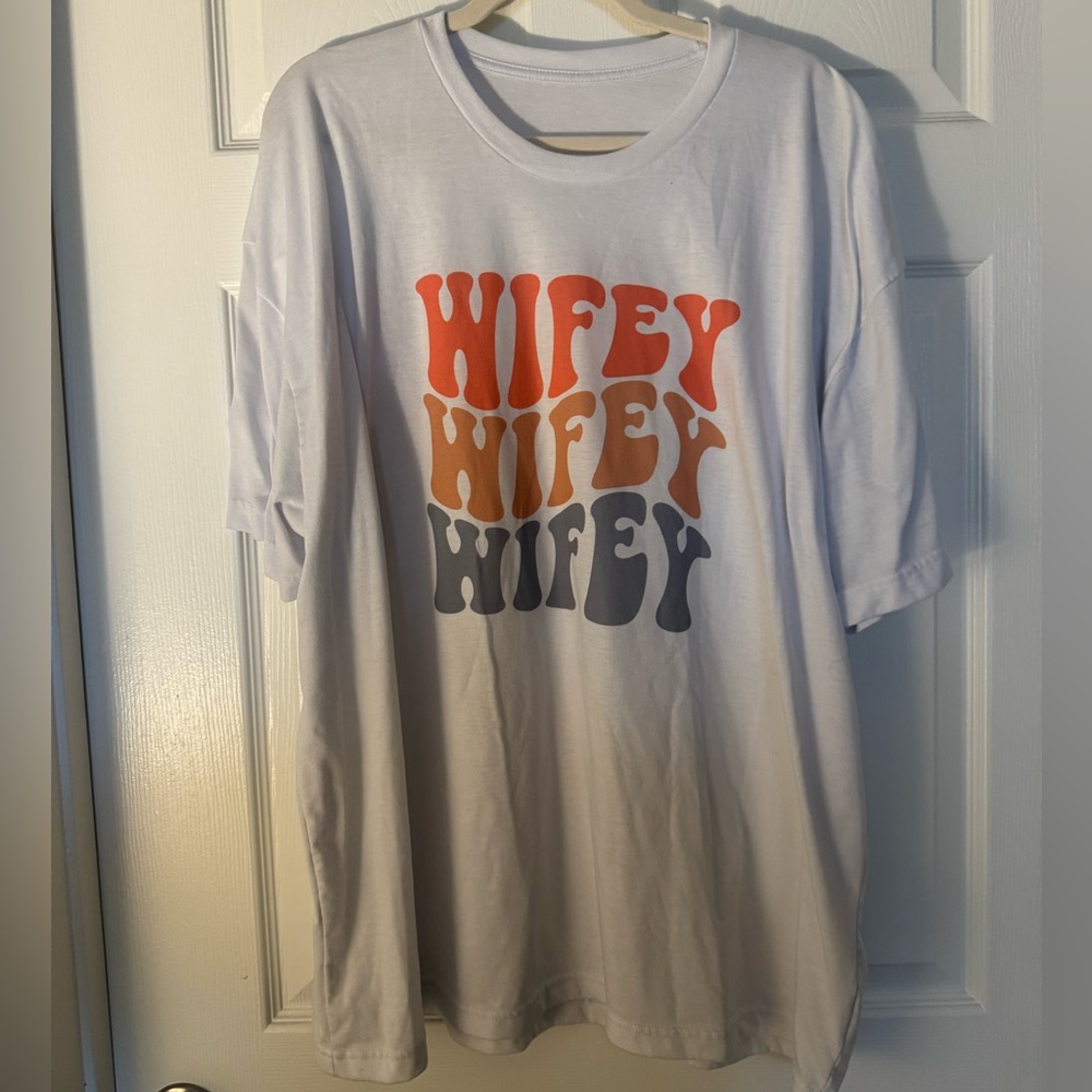 White Graphic Tee with 'Wifey' Print